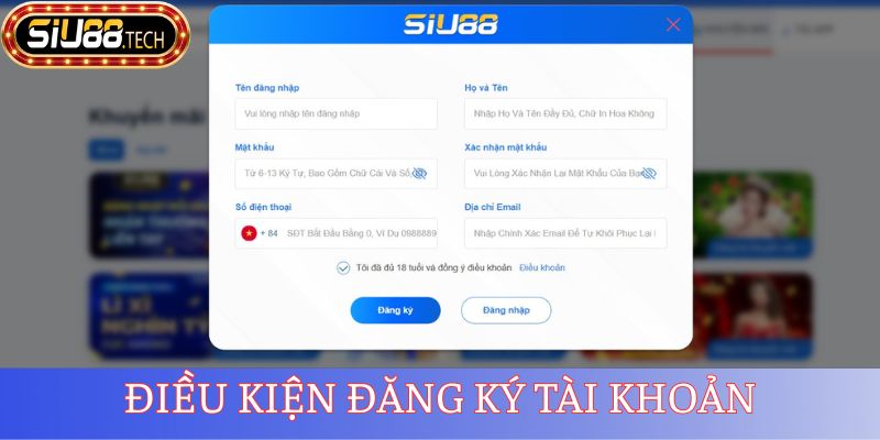 Điều kiện đăng ký tài khoản